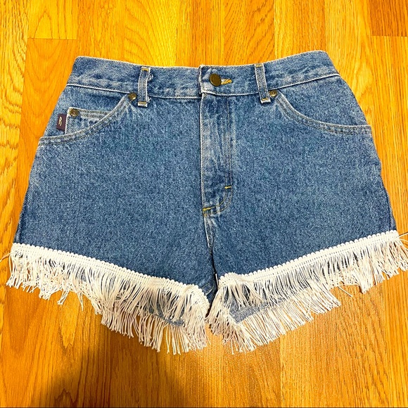 Vintage 90s denim riders high waisted shorts with frills fits like xs s 25 - Picture 2 of 3